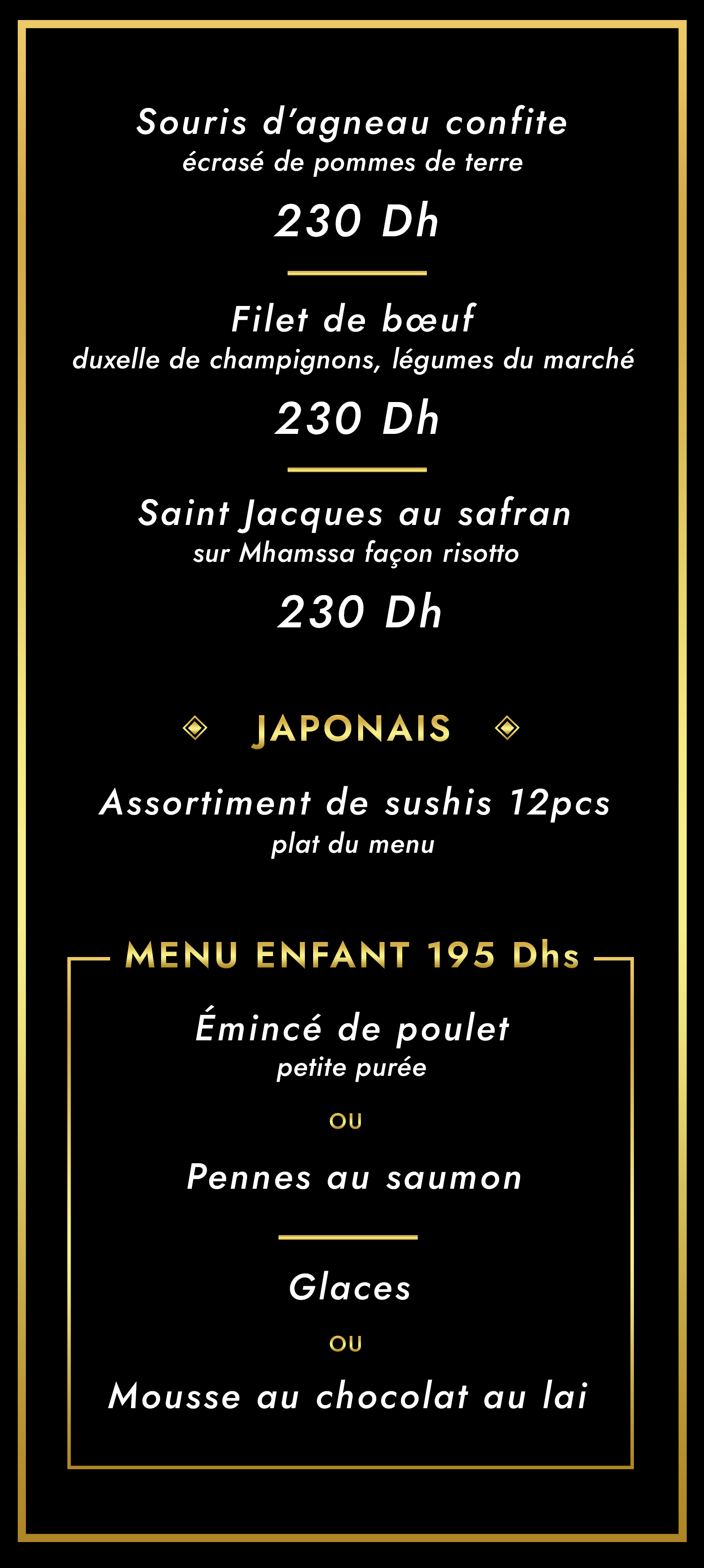 Menu Enfant Weekend